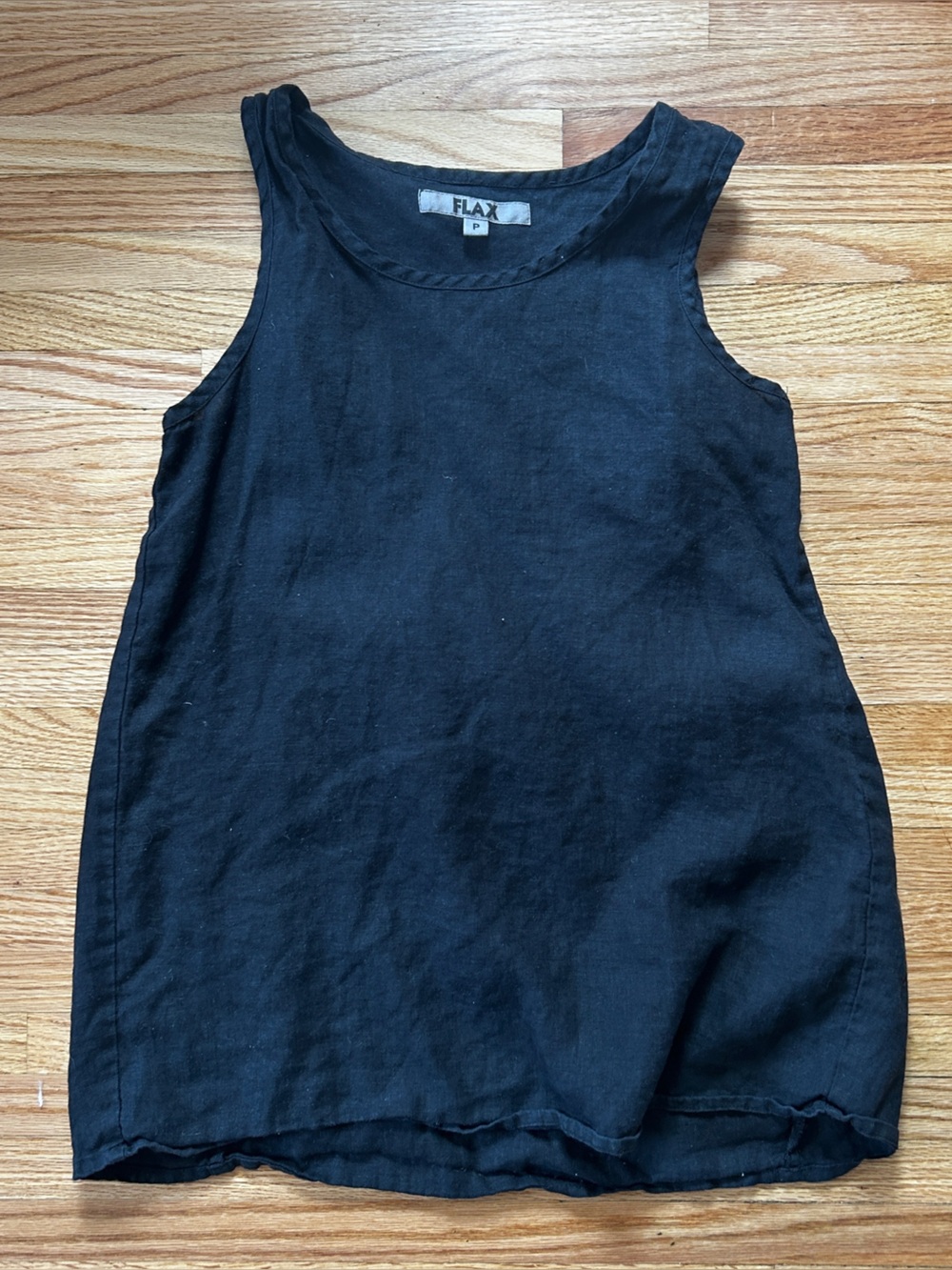 Flax Black Linen Scoop Neck Tank